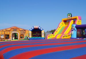 bouncy castles, air cushion, bouncy castle, inflatable, game device, playground, nature, summer, multicoloured, slide